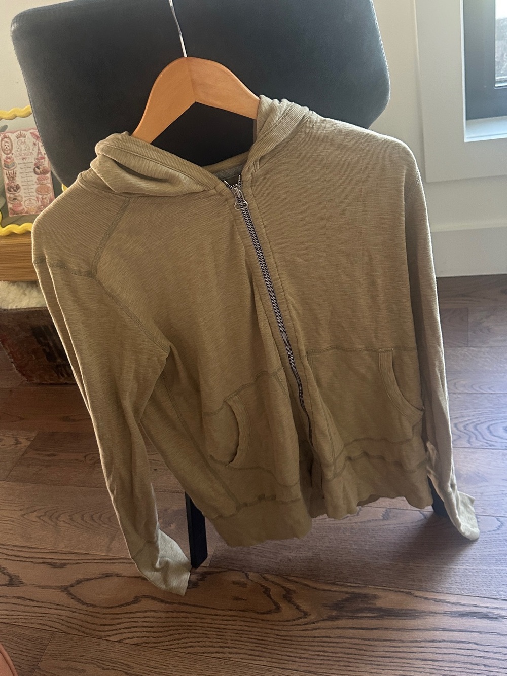Wings + Horns Light Tan Zip-Up Sweater